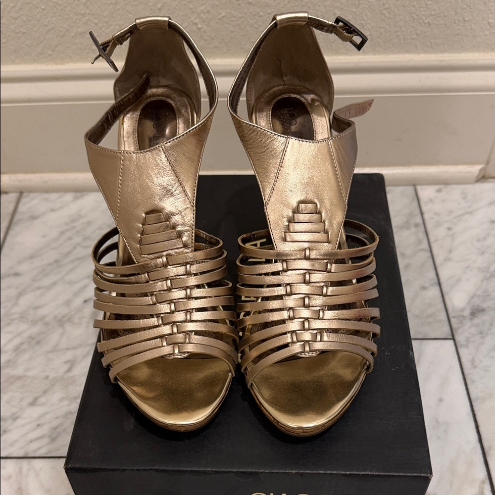 Caio Bella Metallic Gold Women's Strappy Heeled Sandals